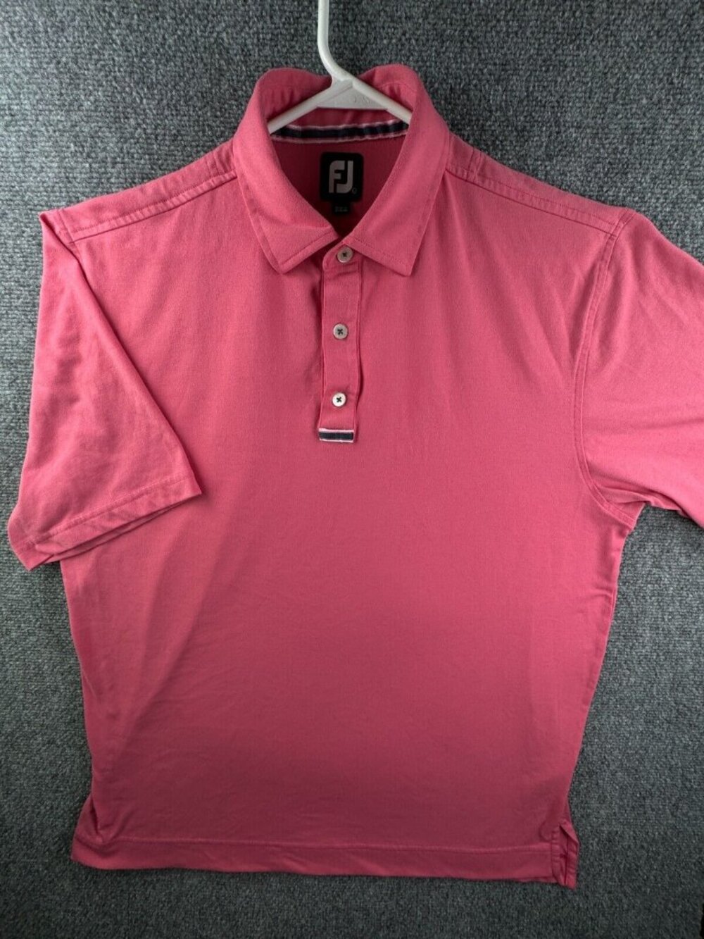 Footjoy Men’s Short Sleeve Polo Shirt Pink Large Polyester Nylon Blend Golfing *
